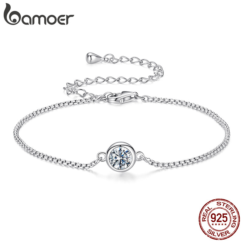 Pulseira De Prata Esterlina 925 Bamoer Clássica Joias De Moissanite Presentes Para Mulheres em Oferta na Shopee