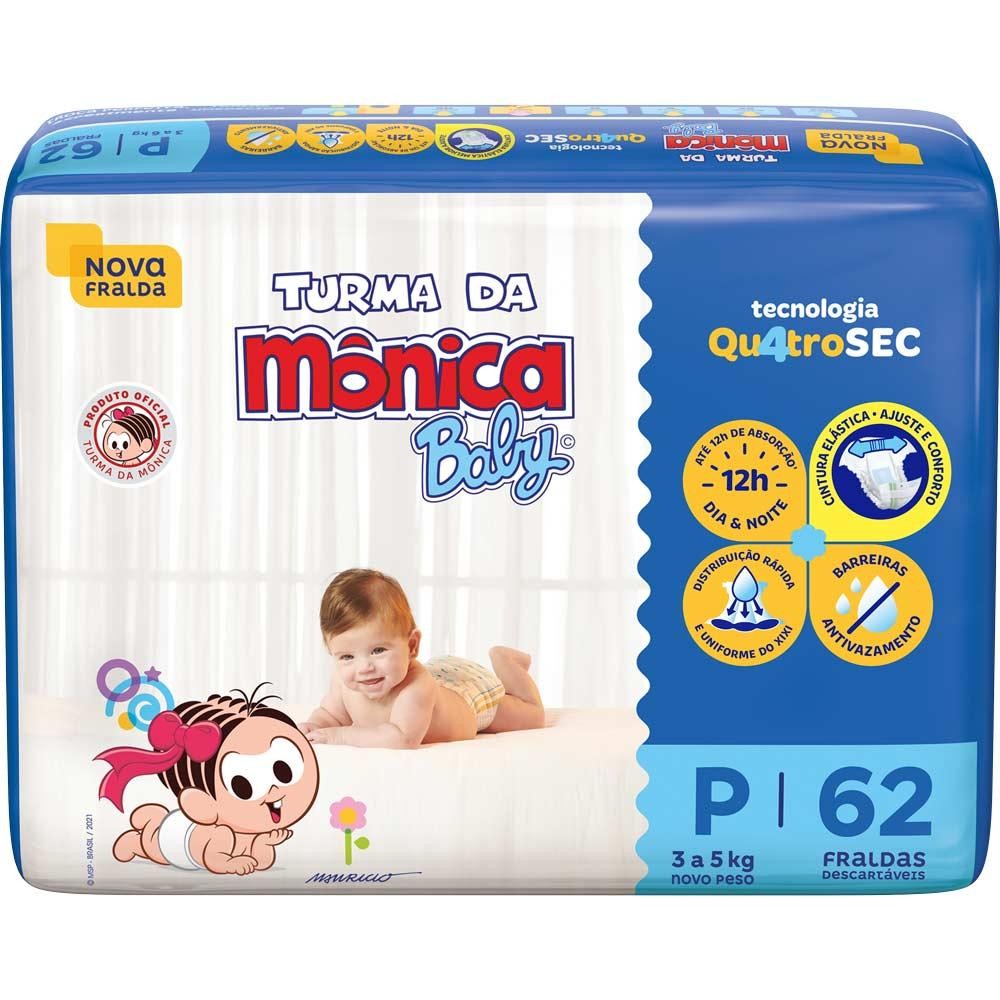 FRALDA TURMA DA MONICA BABY COM 62 TAMANHO P - Mom & Baby