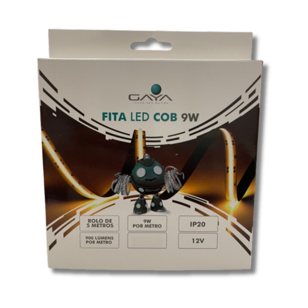 Fita de Led Cob IP-20 9w/m 6000k 12v Rolo Com 5 Metros 1135 - Gaya