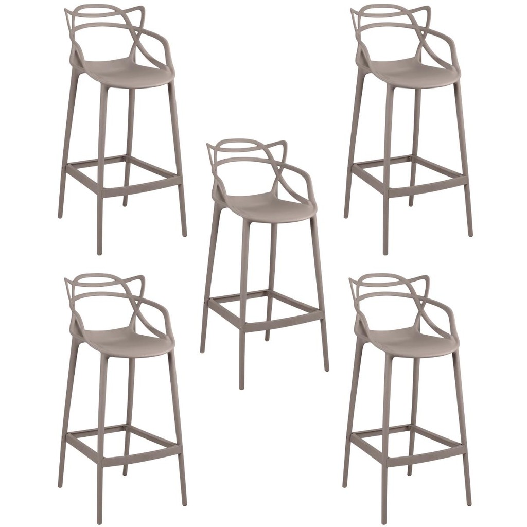 Kit 5 Banqueta Alta Allegra com Encosto Design Cozinha/Bancada em Oferta na Shopee