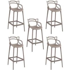 Kit 5 Banqueta Alta Allegra com Encosto Design Cozinha/Bancada