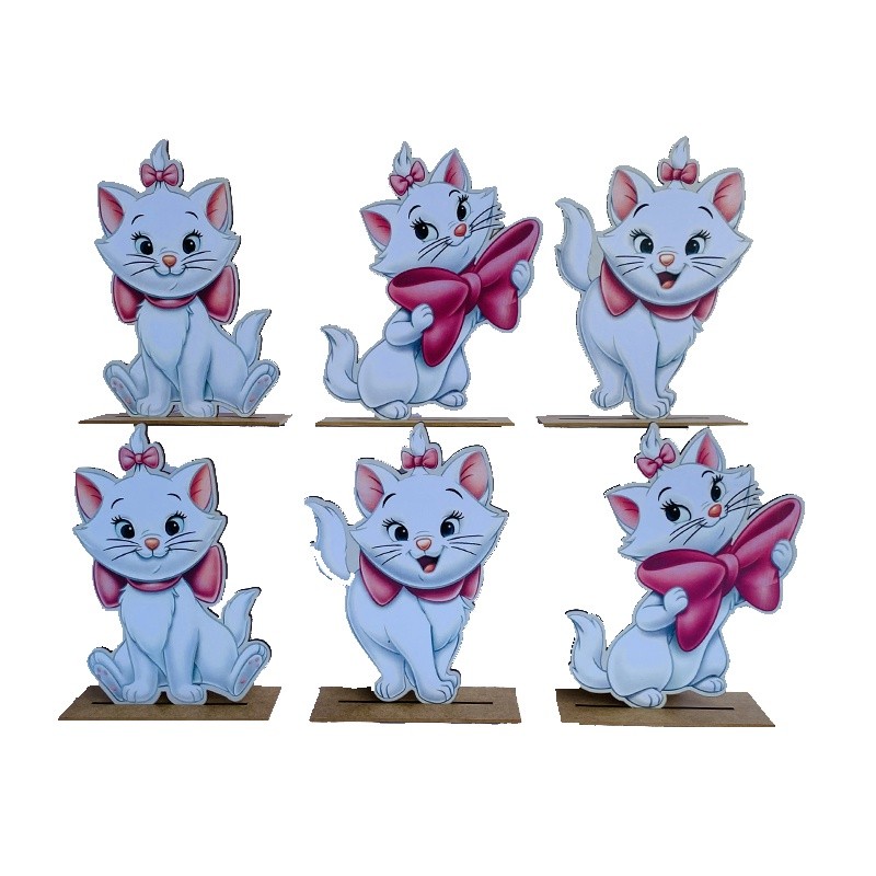 Display de Mesa Kit 6 Peças Para Festa Gata Marie MDF em Oferta na Shopee