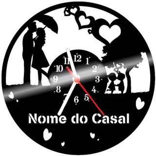Relógio Parede Vinil LP ou MDF Casal Namorados Bodas Presente Casa Decoração 6 em Oferta na Shopee