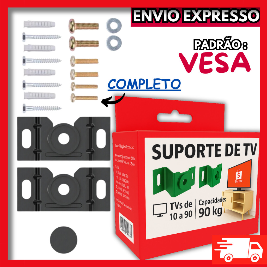 Suporte TV Fixo LCD LED 32 40 42 48 50 55 58 60 75 Polegadas