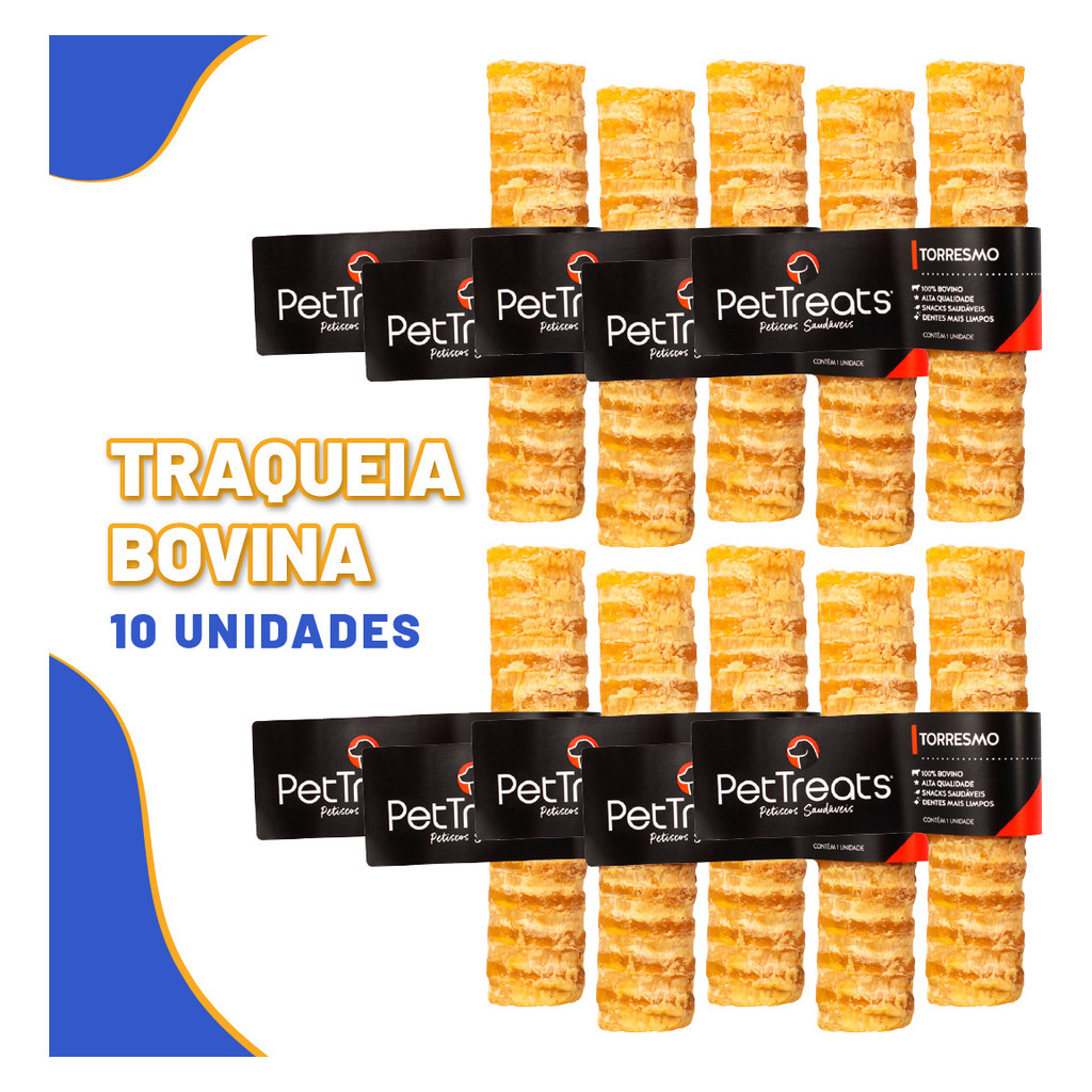 Traqueia Bovina Natural Para Cães Kit 10 Un Mordedor Pet em Oferta na Shopee