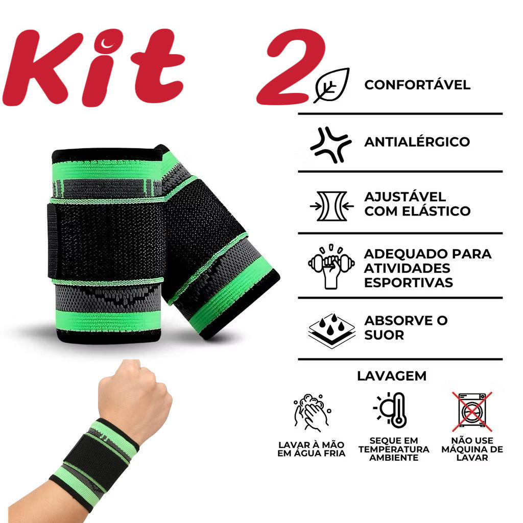 Kit 2 Munhequeira Compressão Esporte Academia Treinamento  ming