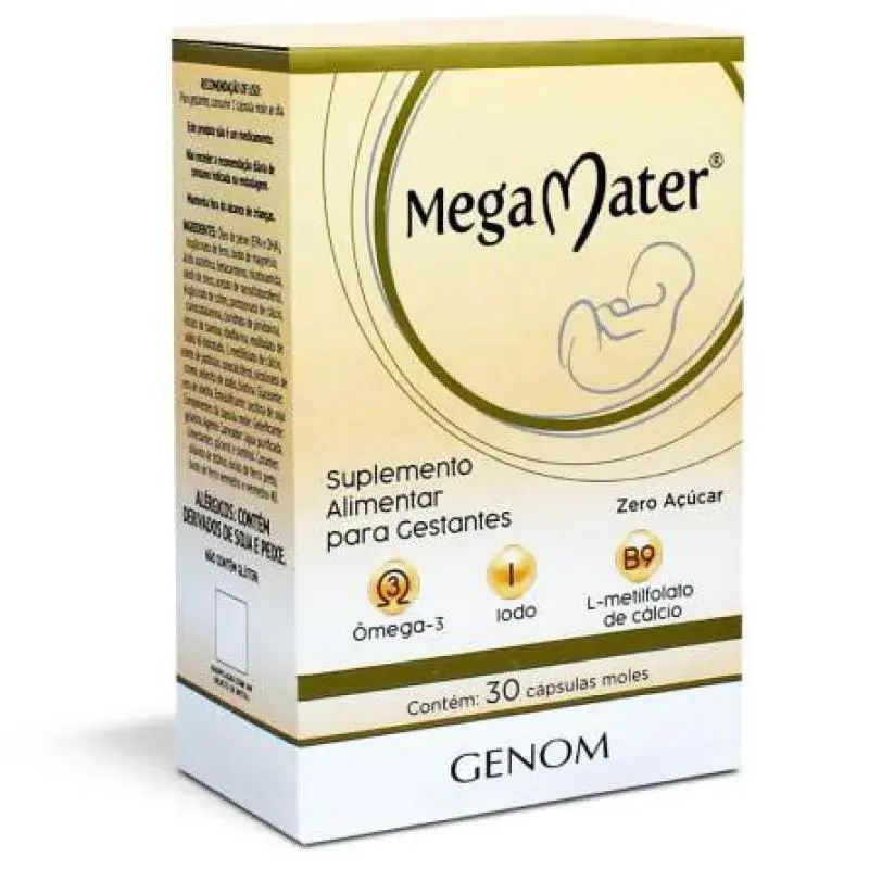 Mega Mater 30 cáps + 20 cáps Grátis – Suplemento Pré-Natal com 23 Vitaminas e Minerais