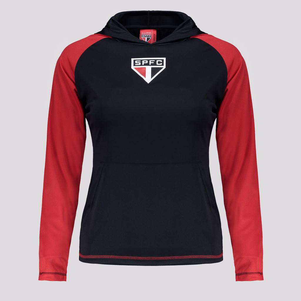 Camisa Manga Longa São Paulo Laçado Feminina Preta em Oferta na Shopee