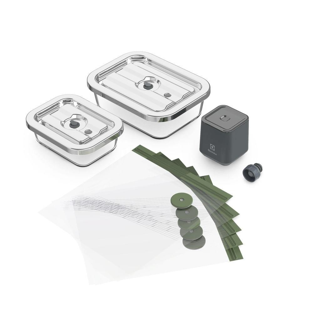 Conjunto de seladora, potes de vidro, sacos e rolhas para fechamento a vácuo Electrolux - Home Appliances