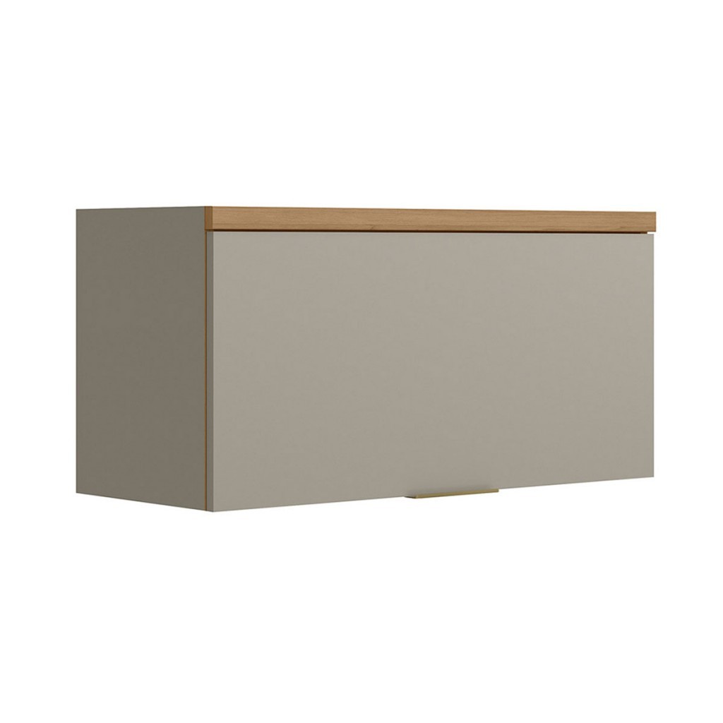 Armário Aéreo Cozinha 80 Cm Renard 1 Porta 100% Mdf Jequitibá/Gris Fosco - Pnr Móveis