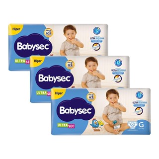 Kit 3 Fraldas Babysec Galinha Pintadinha Ultrasec Hiper Tamanho G 60 unidades cada em Oferta na Shopee