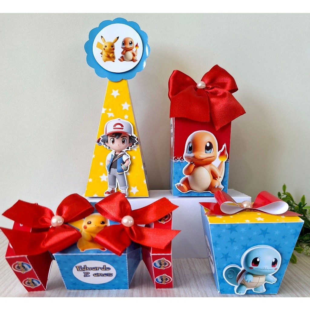 PEGUE E MONTE Kit personalizado para festas Pokémon - caixinhas para lembrancinhas - Pokemon