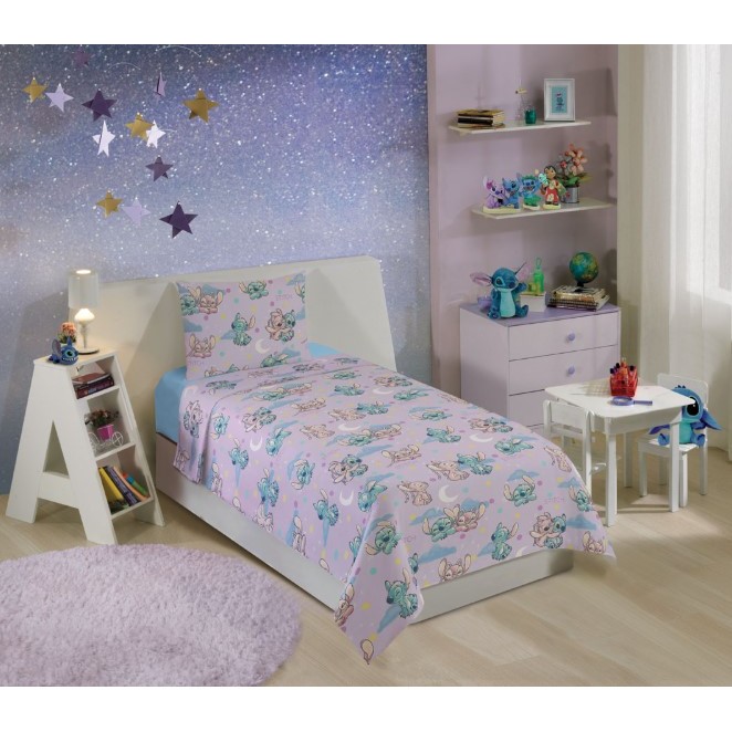 Jogo de Cama Solteiro Infantil Microfibra 3 peças - Stitch