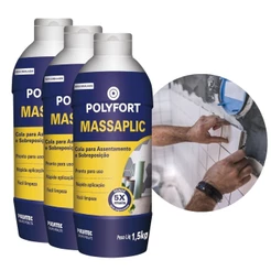 Kit 3und Cola Azulejo Massaplic Pastilha 1,5kg Pulvitec