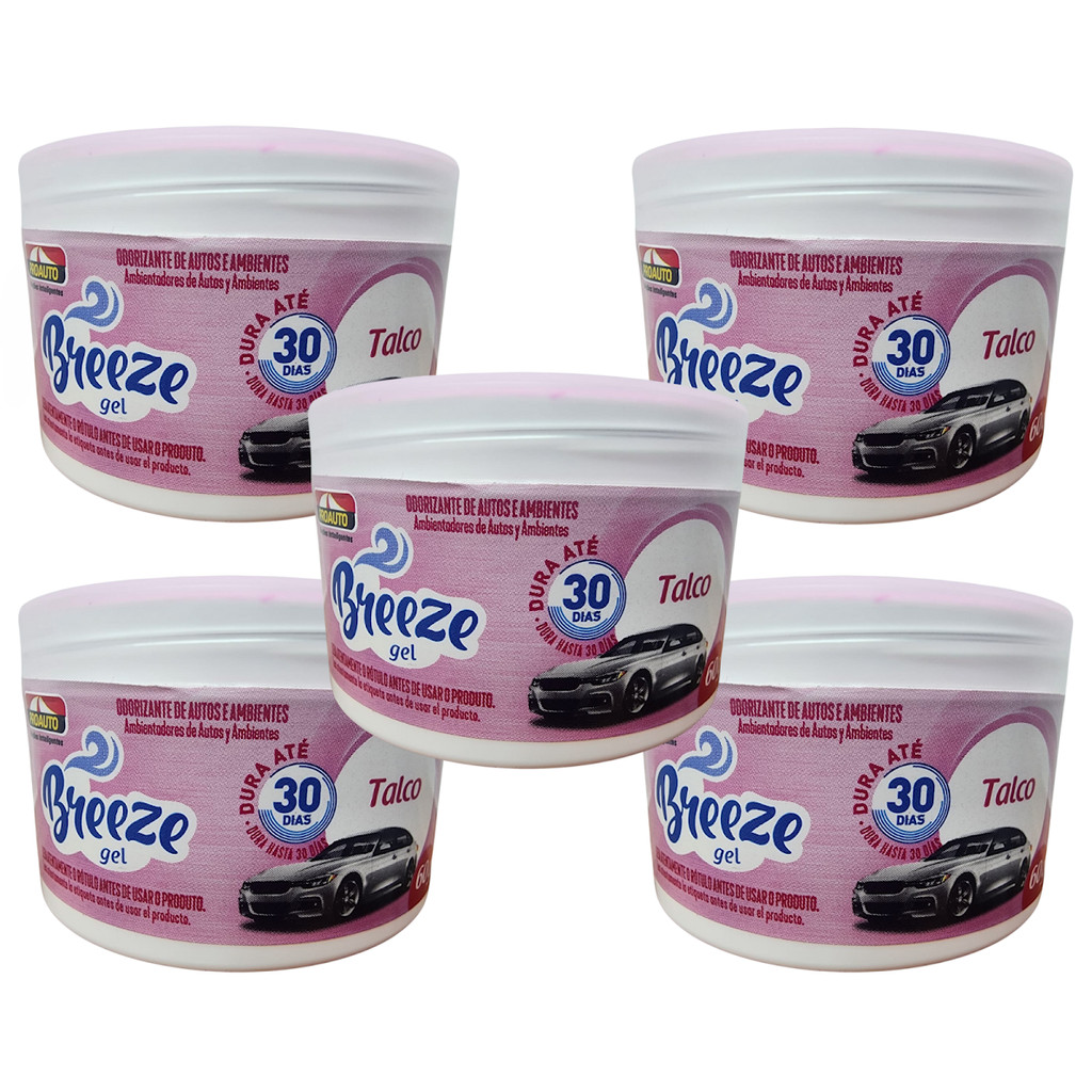 Kit 05 Cheirinho Aromatizante Carro Breeze Gel Talco Proauto 60g em Oferta na Shopee