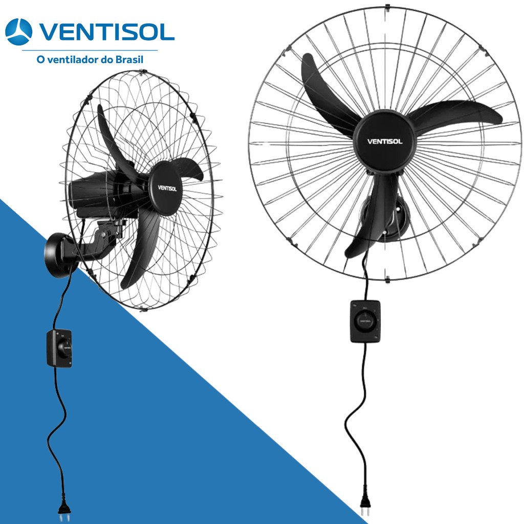 Ventilador de Parede 60cm Oscilante Bivolt VENTISOL Silencioso Potente para Casa e Comércio cozinha