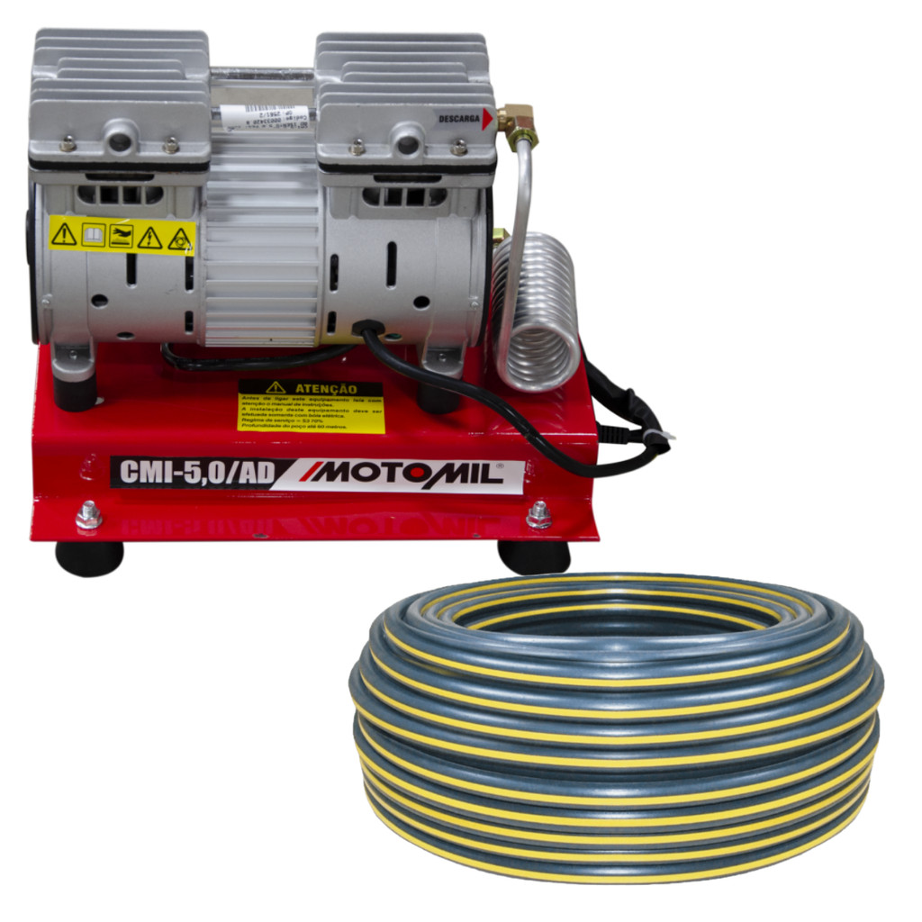 Compressor para Poço Artesiano até 60 Metros + 100 Metros de Mangueira