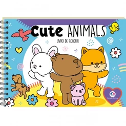 Livro Capa dura Cute Animals - Para colorir