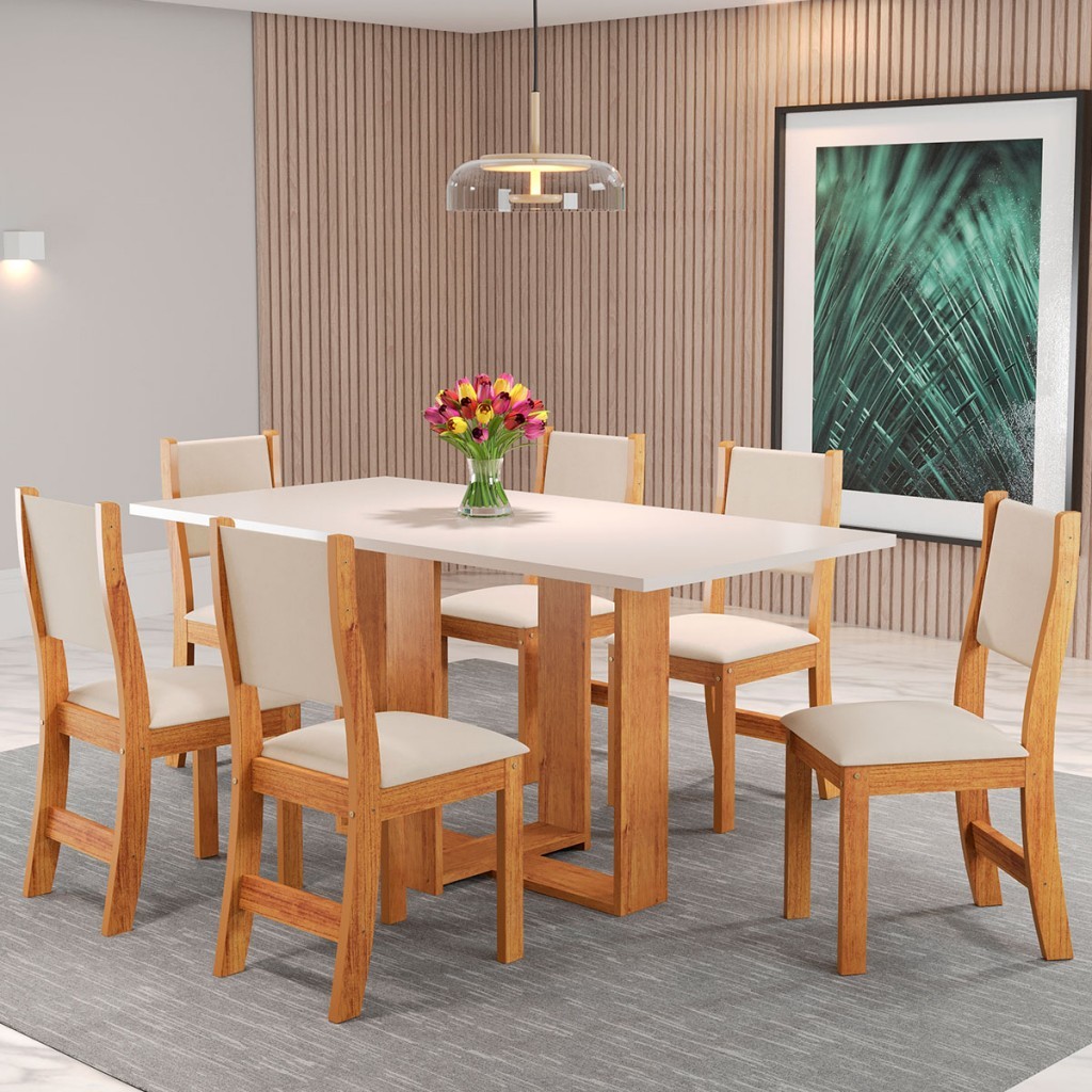 Mesa de Jantar 6 Lugares Erika - Pnr Móveis em Oferta na Shopee