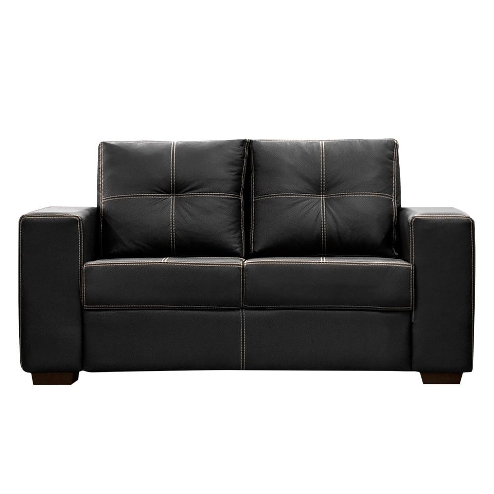 Sofá 2 Lugares San Diego Couro Sintético Preto Lumalar Fácil Limpeza Durável 150cm Moderno em Oferta na Shopee