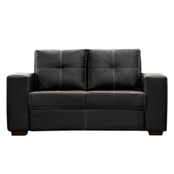 Sofá 2 Lugares San Diego Couro Sintético Preto Lumalar Fácil Limpeza Durável 150cm Moderno