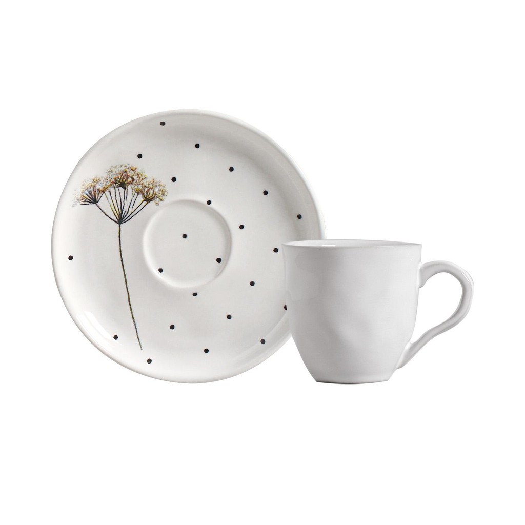 Conjunto com 6 Xícaras De Café com 6 Pires Bio Floralis