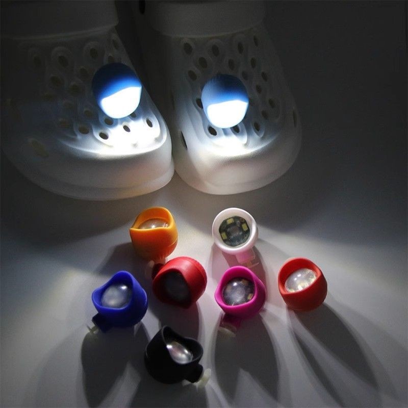 [Várias cores] buraco sapato luz DIY acessórios luminoso LED iluminação sandálias chinelos acessórios sapatos bonitos fl