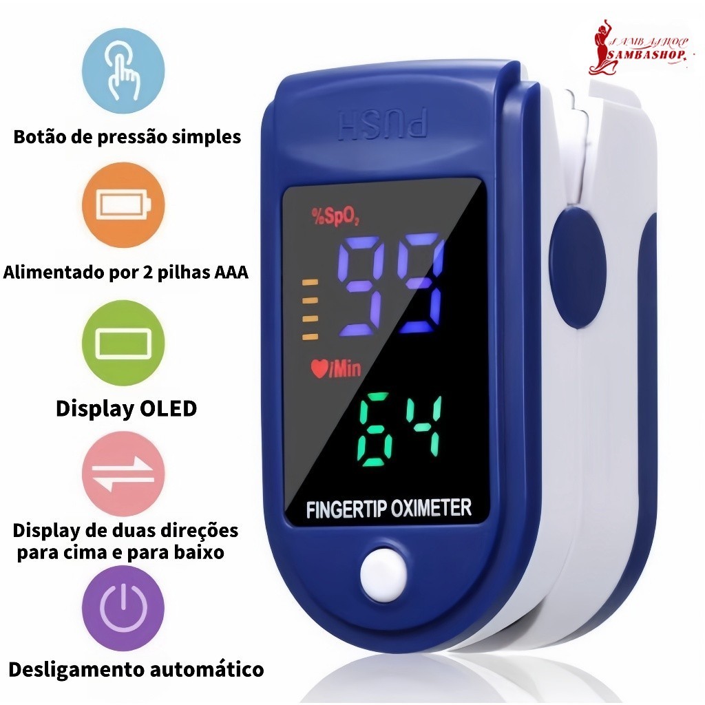 KIT2 Oxímetro de Dedo Digital - Monitor de Oxigênio no Sangue e Frequência Cardíaca em Oferta na Shopee