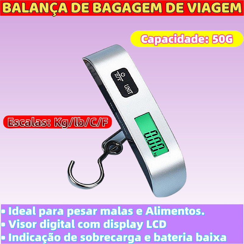 Balança Digital De Bagagem Para Viagem Prático e Manuseio universal Visor Digital Com Display LCD