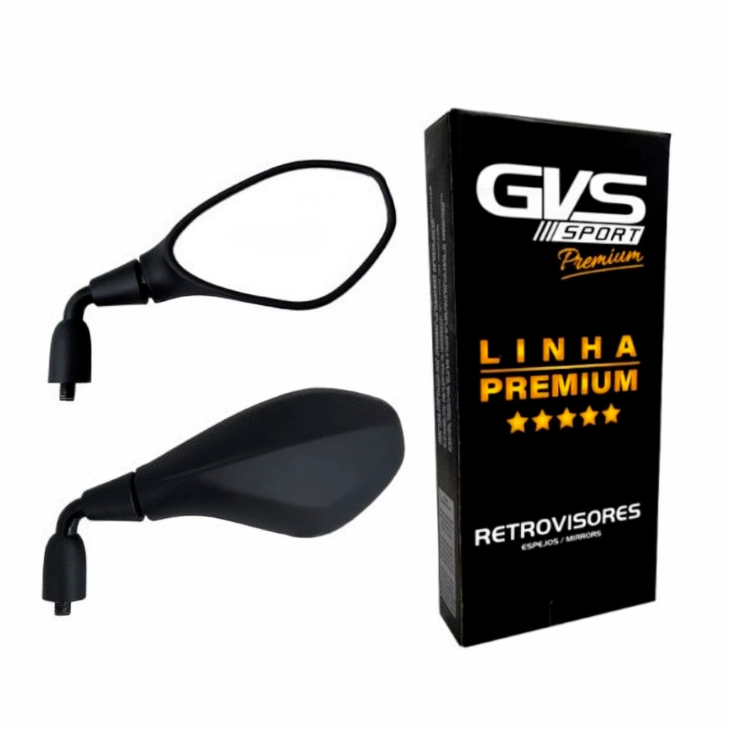 Retrovisor GVS BMW GS650 F800 Rebaixado 90° Rosca Yamaha Haste Curta Lente Convexa Fumê