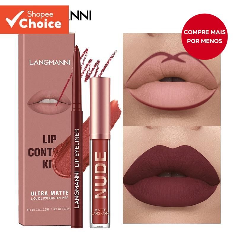 Langmanni | Conjunto 2 Peças Gloss e Lápis Labial Efeito Matte