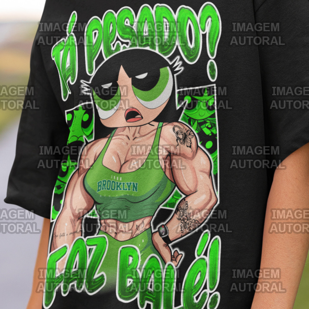 Camiseta Feminina Docinho Super Poderosas Over Blusa Academia Treino Crossfit Blogueira Fitness