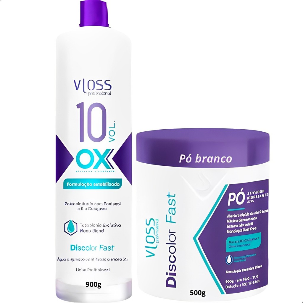 Vloss Pó Descolorante Discolor Fast Azul + Ox 10 Vol