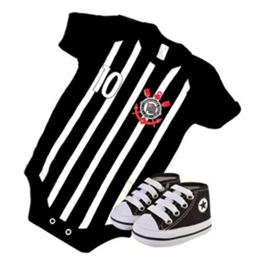 Kit body mesversario torcedor Corinthians e tênis baby