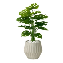 Planta Artificial Costela de Adão Com Vaso Origami Completo