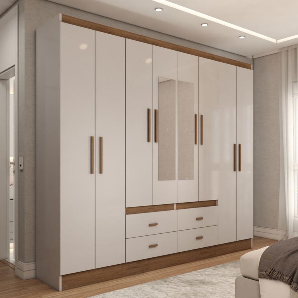 Guarda-Roupa de Casal Cassino 8 Portas 4 Gavetas - Panorama Móveis - Home & Living
