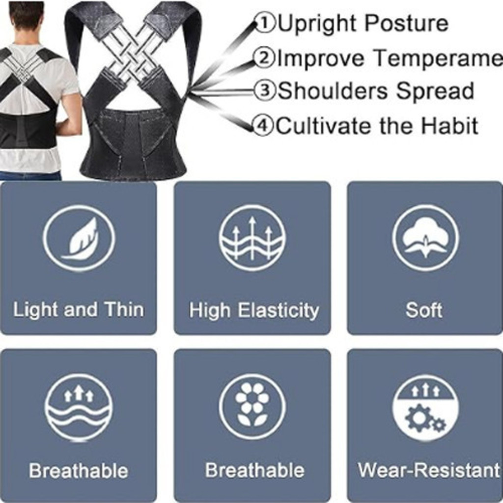 Colete Corretor Postural Para Coluna Cervical Alinha Postura