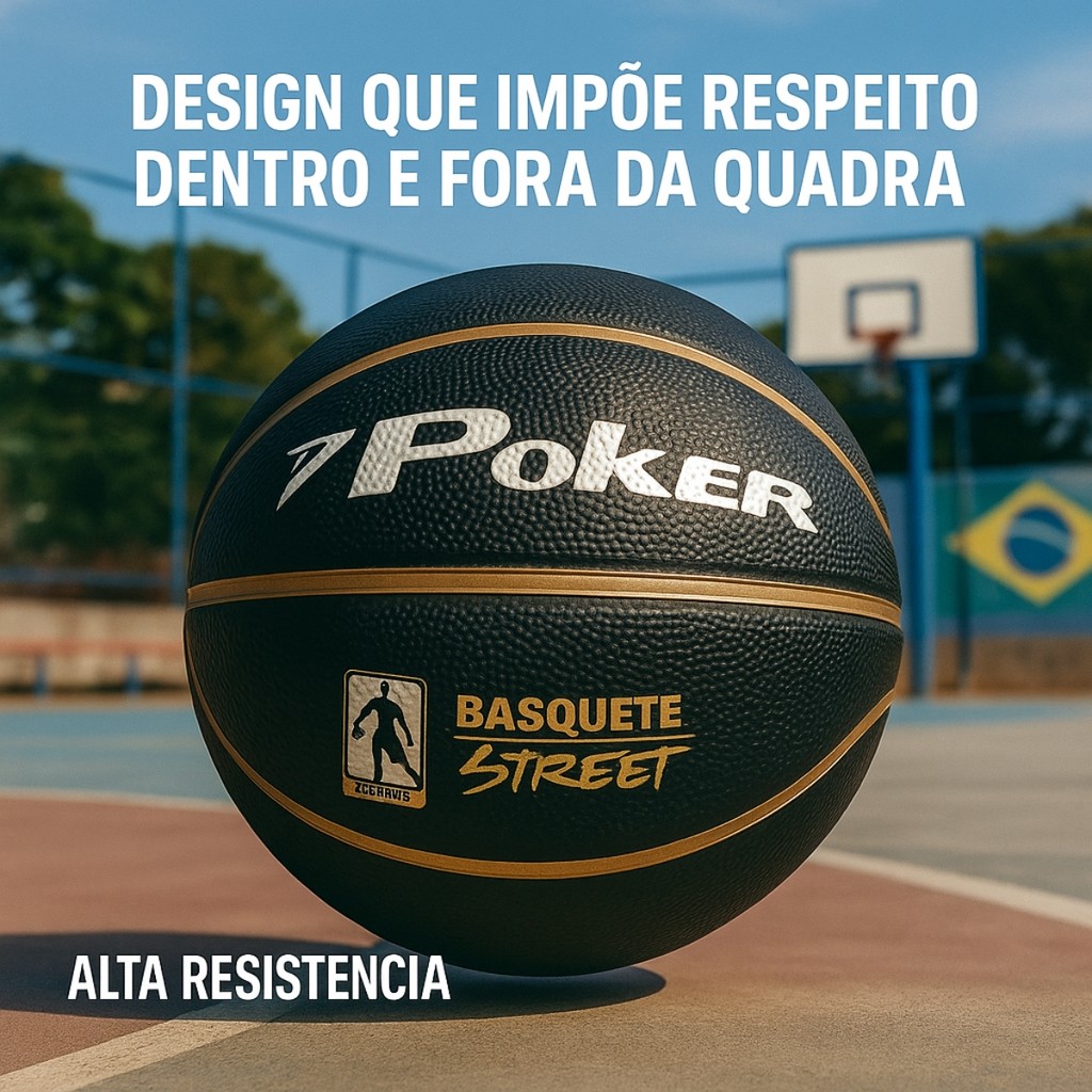 Bola Basquete Poker Street Quadra Externa Tamanho Oficial Profissional FIBA Outd