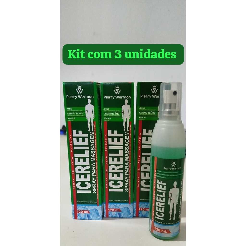 Kit com 3 unid Spray Para Massagem ICERELIEF - 120 ml - ORIGINAL Pierry Wermon