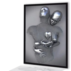 Quadro Decorativo Figura de Metal Estátua de Arte Romântica Abstrata Casal Grande
