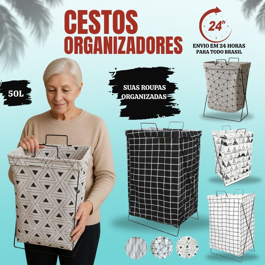 Cesto Retangular Organizador Dobrável Multiuso Roupa Suja Brinquedo