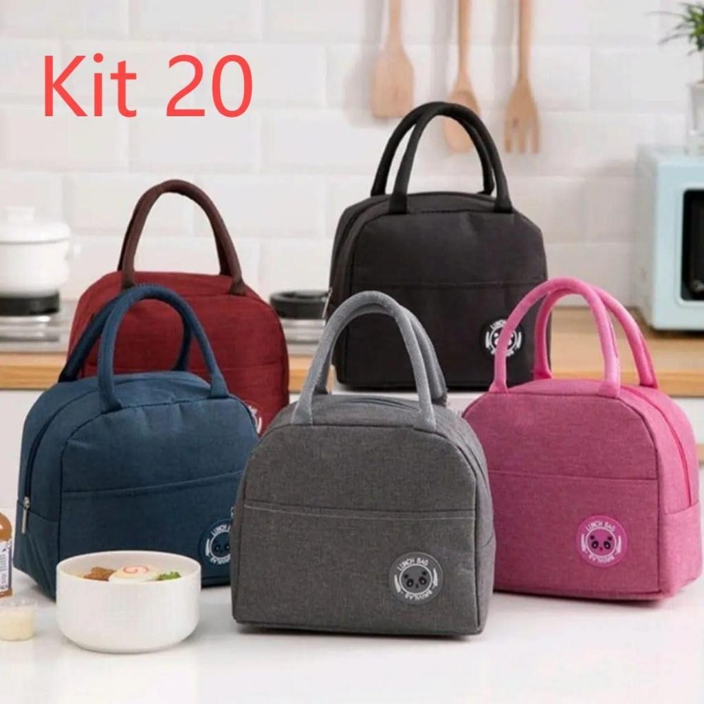 Kit 20 Bolsa Térmica Portátil Marmita Viagem Necessaire Lancheira Térmica
