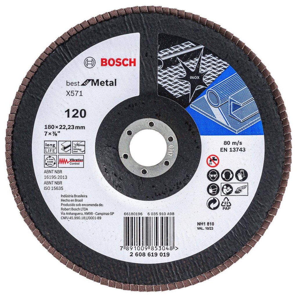 Disco Flap Curvo 7''x7/8'' Grão 120 Zircônio para Aço Bosch