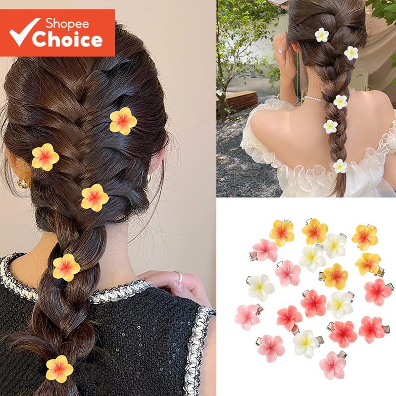 Conjunto De Mini Grampos De Cabelo Com Flores , 5 Peças , Clipes De Rabo De Cavalo Laterais Doces Para Mulheres E Menina