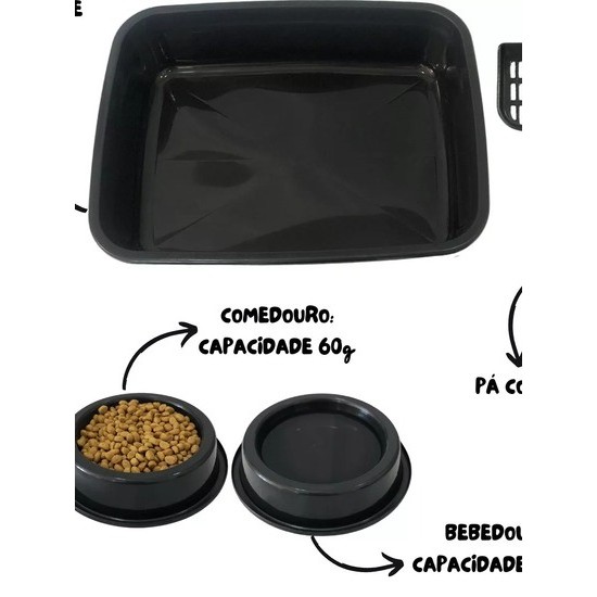 Kit caixa de de areia para gatos sanitário higiênico banheira pá comedouro e bebedouro