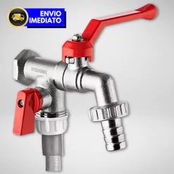 Torneira Esfera 2 Saídas Maquina Tanque Lavanderia 1/2 3/4 Metal Cromado Bico Removível