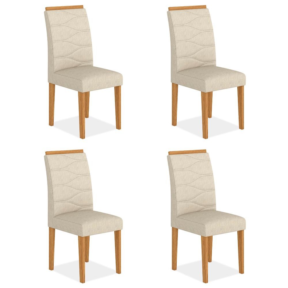 Kit 4 Cadeiras Estofadas Vitória Cinamomo/bege - Móveis Arapongas em Oferta na Shopee