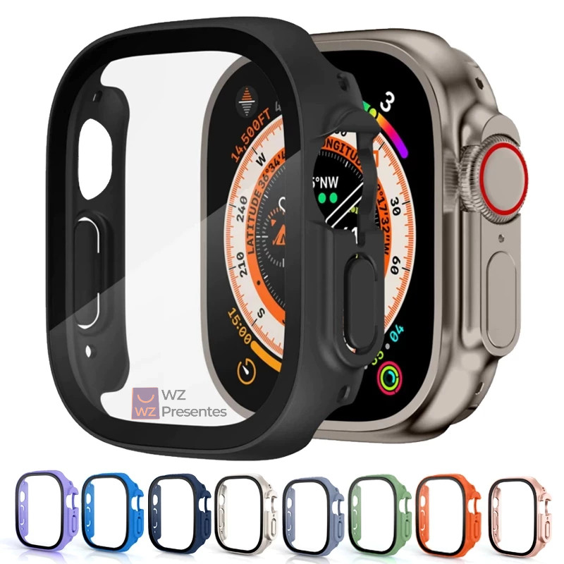 Capa Case Bumper Pelicula Vidro Protetor tela Compativel com Smartwatch e Apple 
