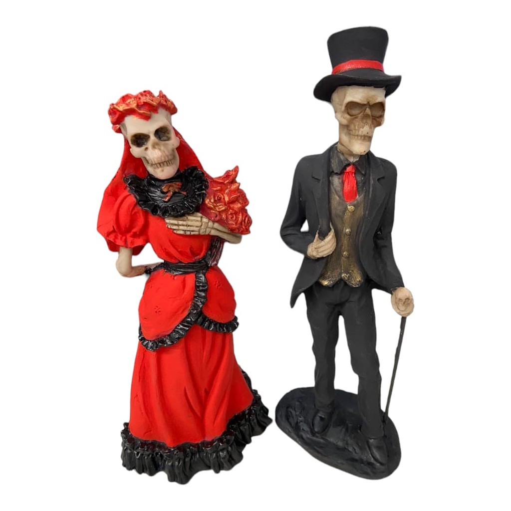 Esculturas Exu e Pomba Gira Caveira Vermelha 27cm Resina