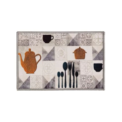 Tapete Cozinha Nylon Clean Bule Capacho 40x60cm Branco Edantex